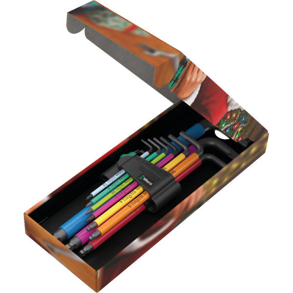 Juego de llaves allen métricas 950/9 Hex-Plus Multicolour Wera - Edición Navidad