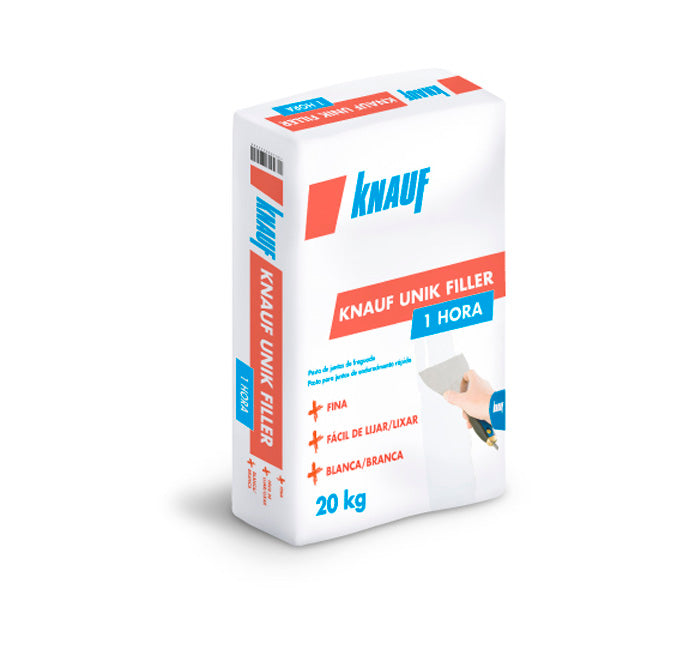 Saco pasta de juntas de fraguado rápido 20kg Knauf Unik Filler 1h