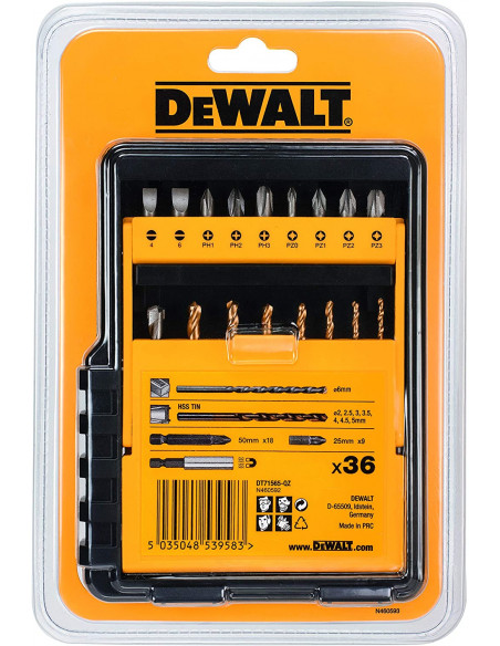 Conjunto de 36 peças de aparafusar e perfurar Dewalt DT71565