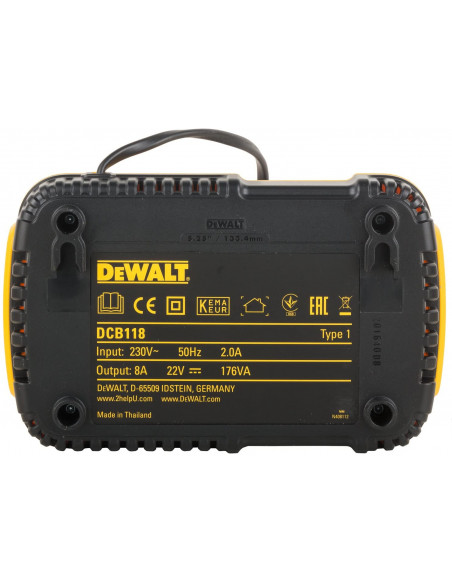 Quick charger XR FLEXVOLT for XR 54V / 18V Li-Ion Dewalt DCB118 rail battery packs