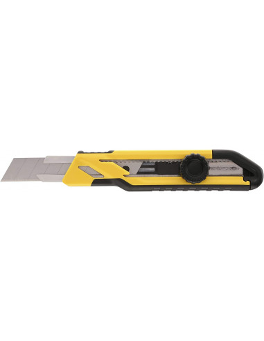Tradineur - Cúter con 2 cuchillas de recambio, superficie antideslizante,  cutter con hoja de 110 x 18 mm, bloqueo de seguridad