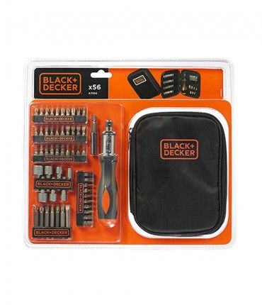 Kit de 56 piezas para atornillar con Atornillador de Carraca Black+Decker A7104