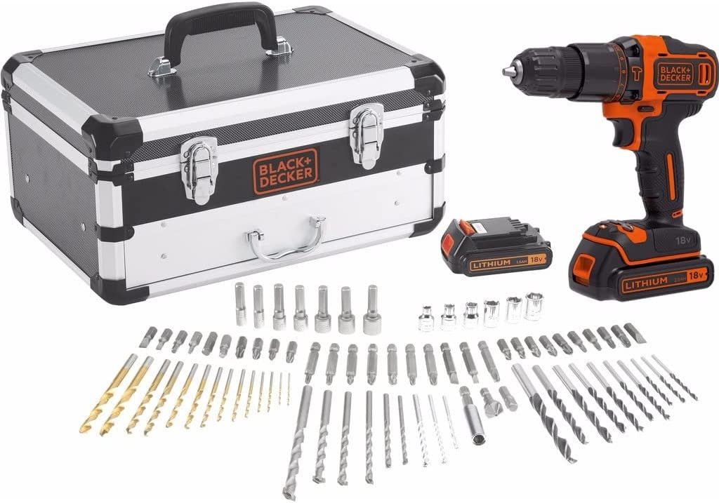 Taladro Black+Decker 18V + 80 Accesorios 2 Bat 1,5Ah con Caja BDC718AS2F-QW BLACK + DECKER - 1