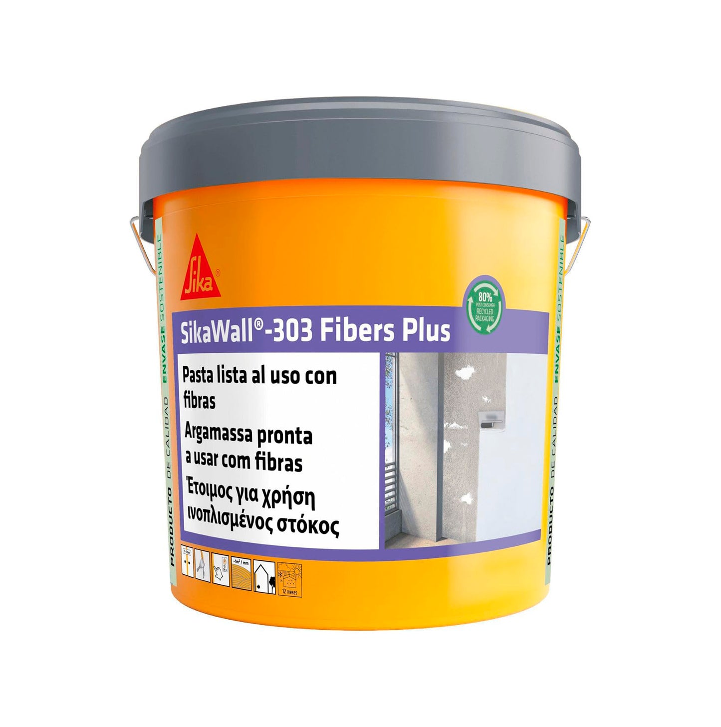 Pasta lista al uso con fibras SikaWall-303 Fiber Plus Sika