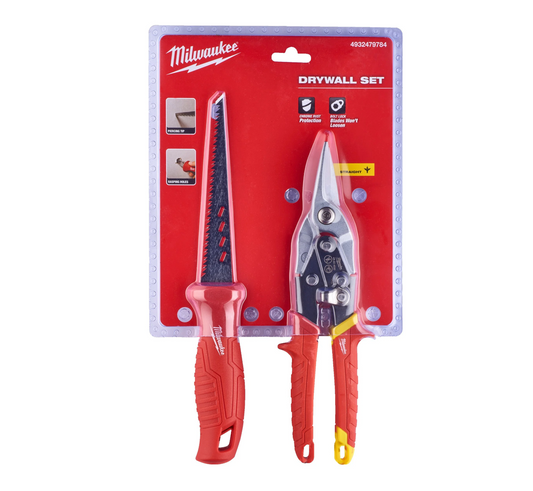 Kit para placa de yeso con tijera cortachapas y serrucho Milwaukee