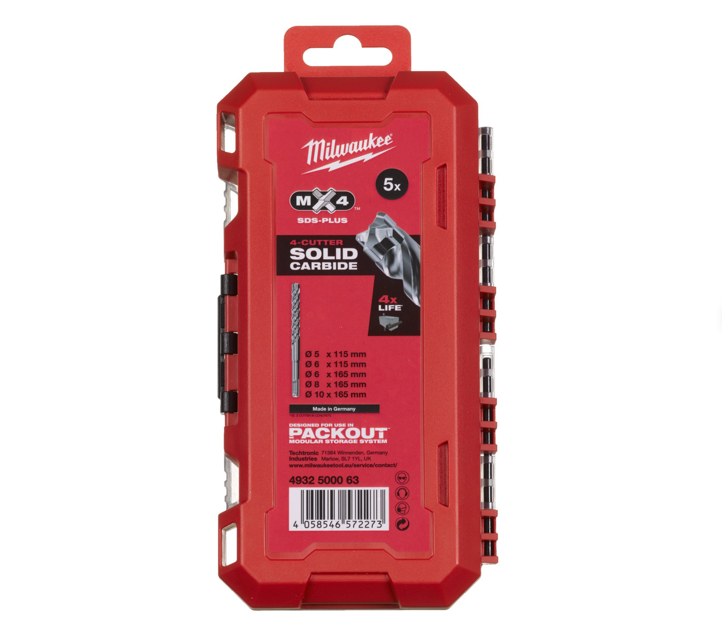 Estuche 5 brocas SDS-PLUS MX4 Milwaukee