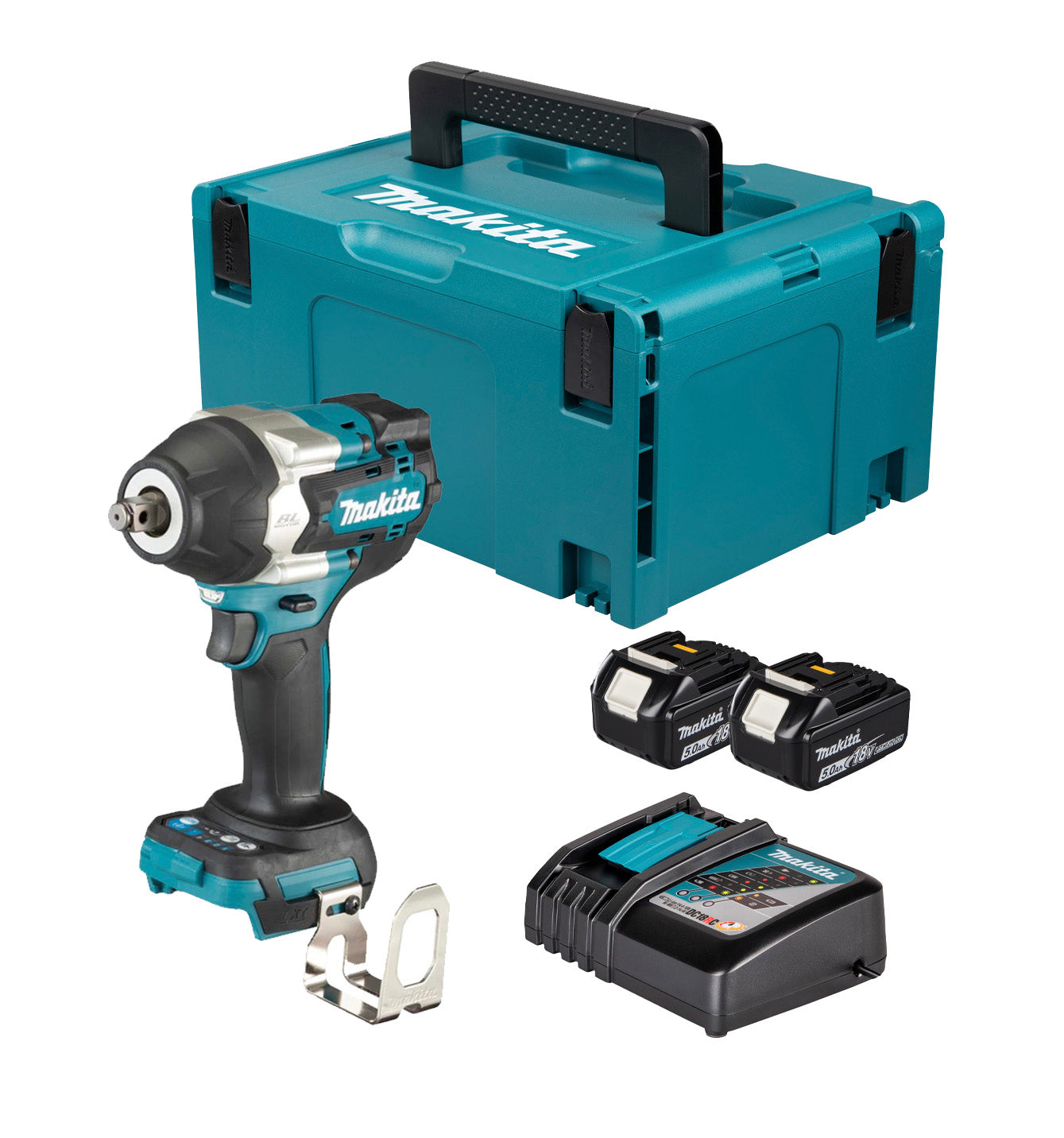 Llave de impacto LXT 18V 1/2 700 Nm con 2 bat 5Ah + Cargador + Maletín Makita DTW700RTJ
